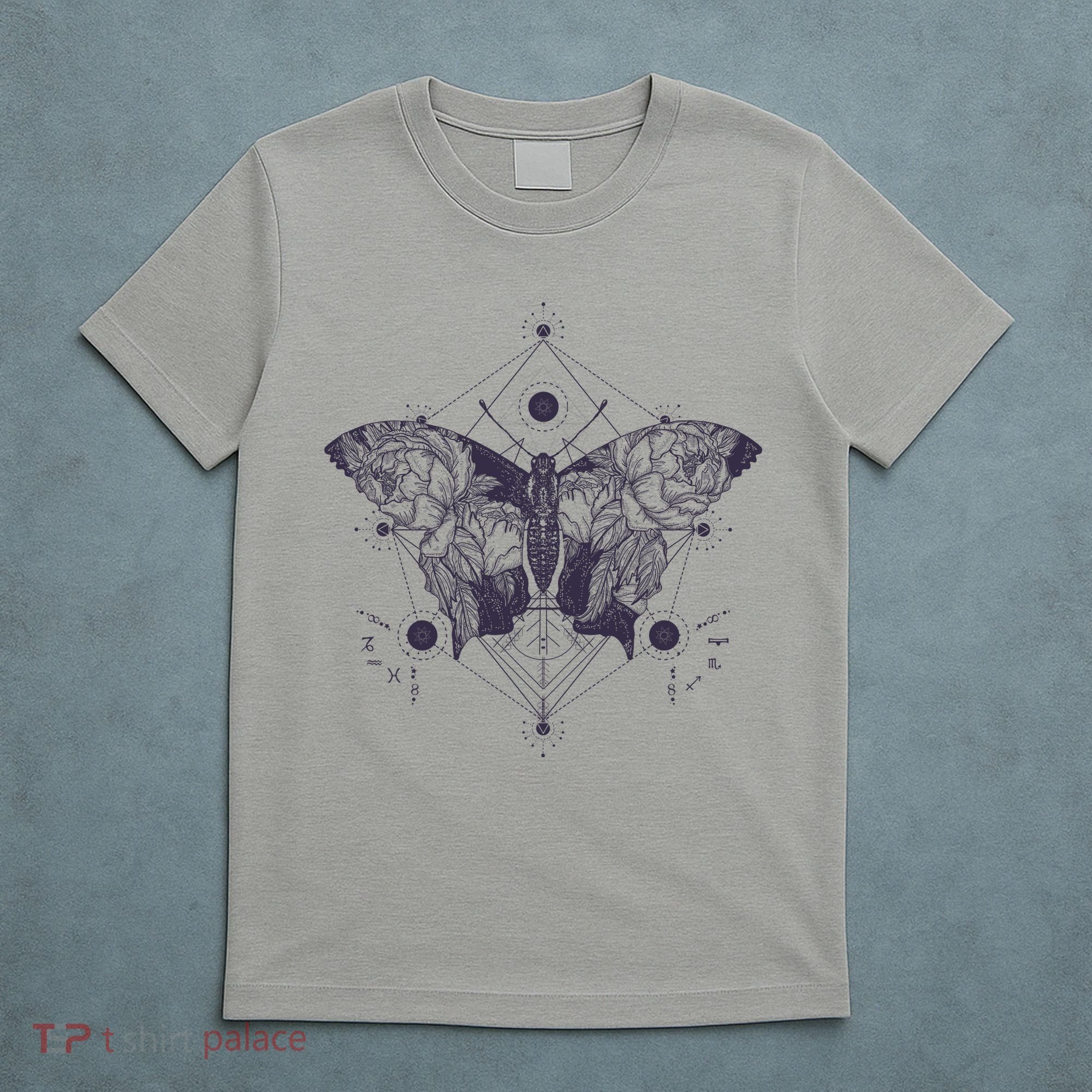 Vintage Zodiac Floral Moth Butterfly T-Shirt