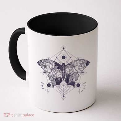 Vintage Zodiac Floral Moth Butterfly Coffee Mug