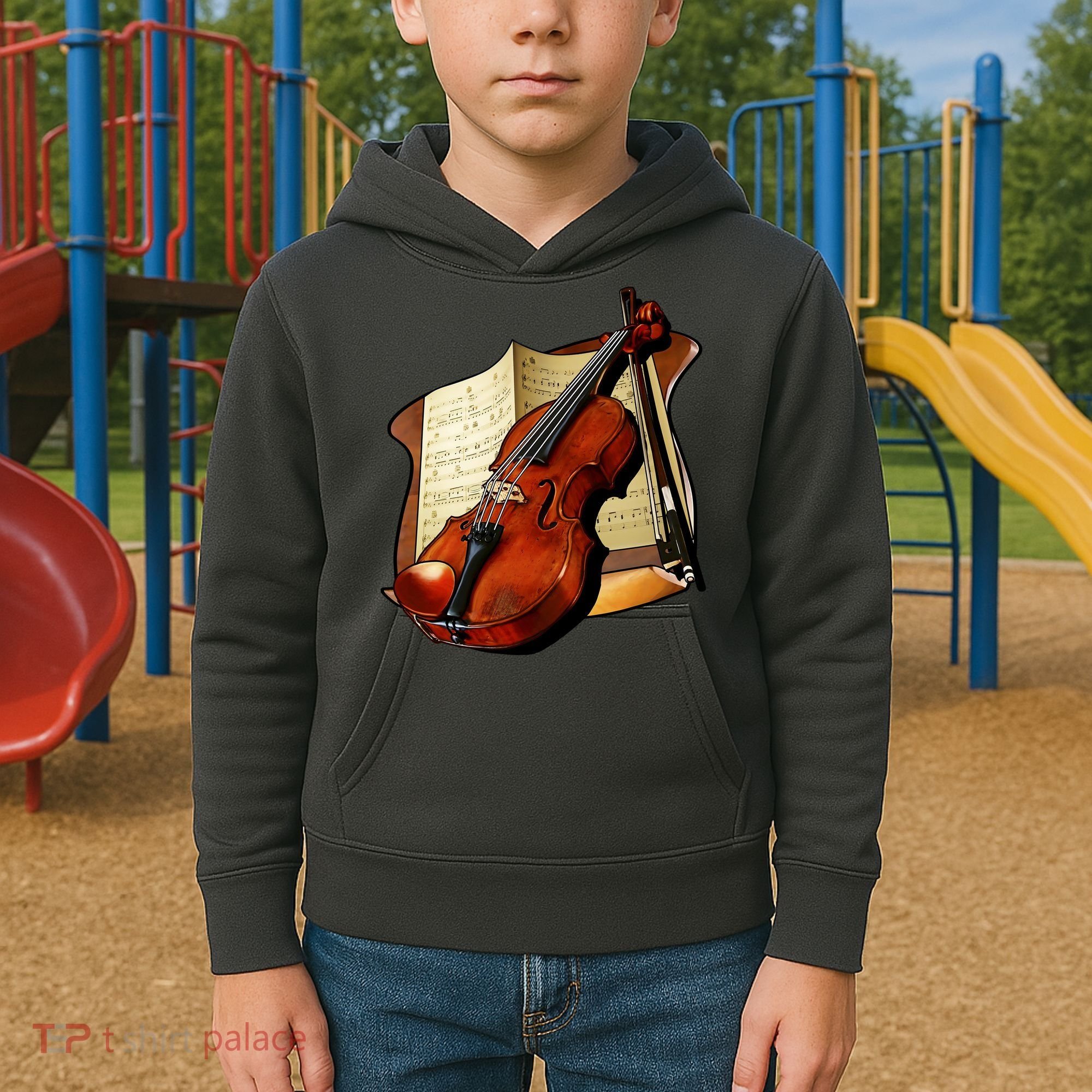 Violin and Sheet Music Kids Hoodie