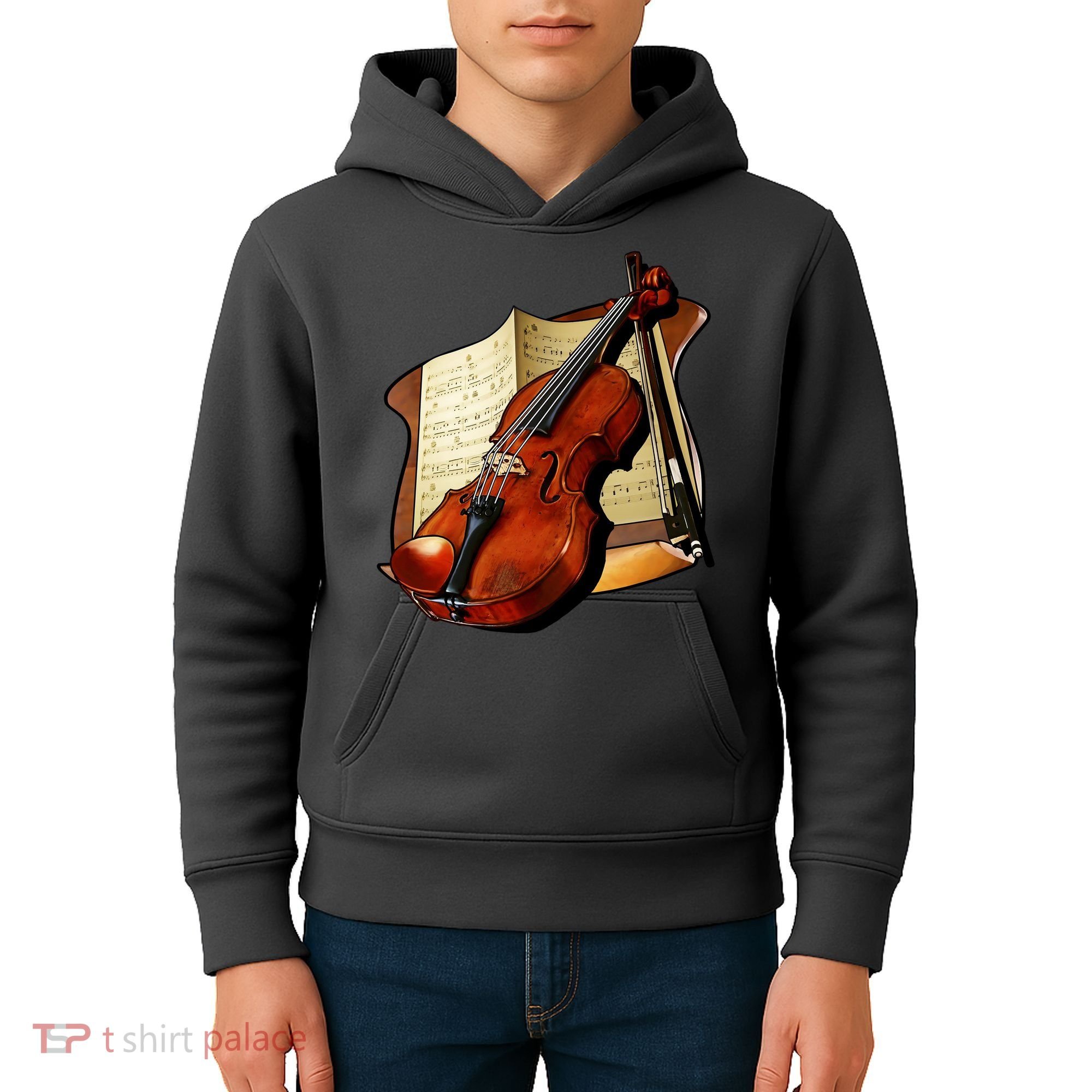 Violin and Sheet Music Kids Hoodie