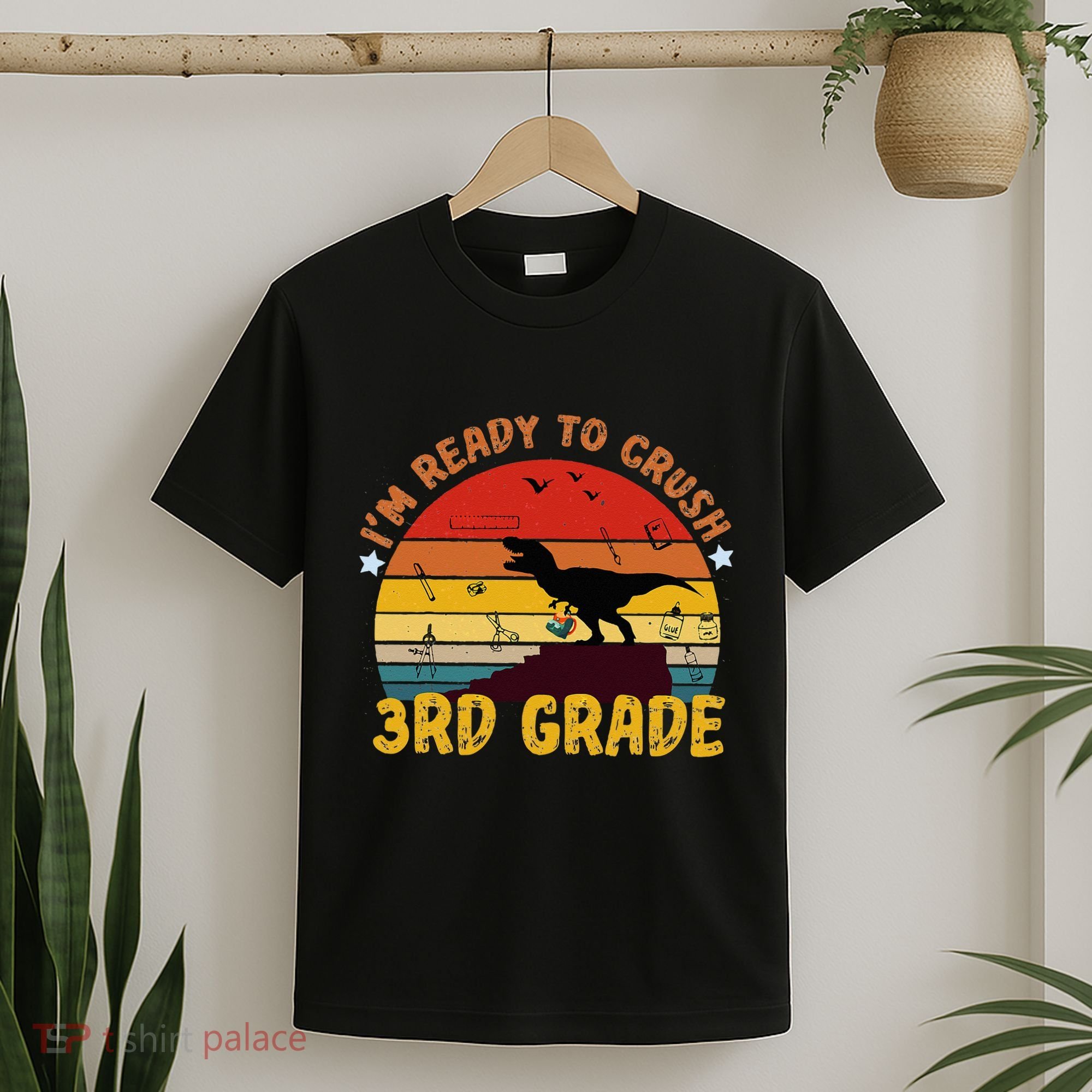 Vintage I'm Ready To Crush 3rd Grade Dinosaur Back To School T-Shirt
