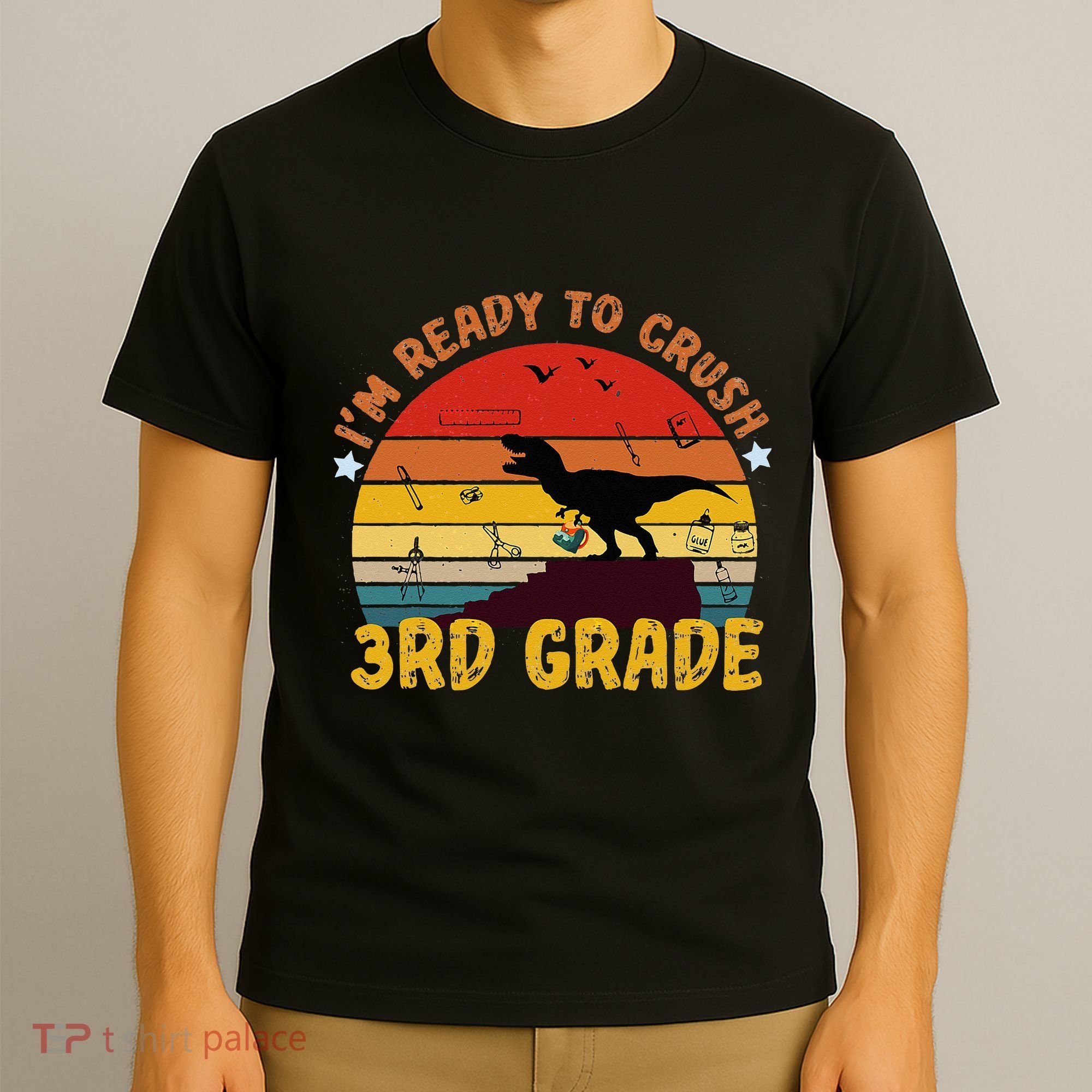 Vintage I'm Ready To Crush 3rd Grade Dinosaur Back To School T-Shirt