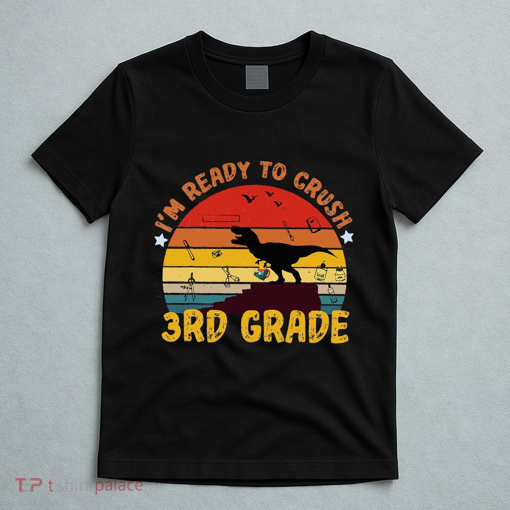 Vintage I'm Ready To Crush 3rd Grade Dinosaur Back To School T-Shirt