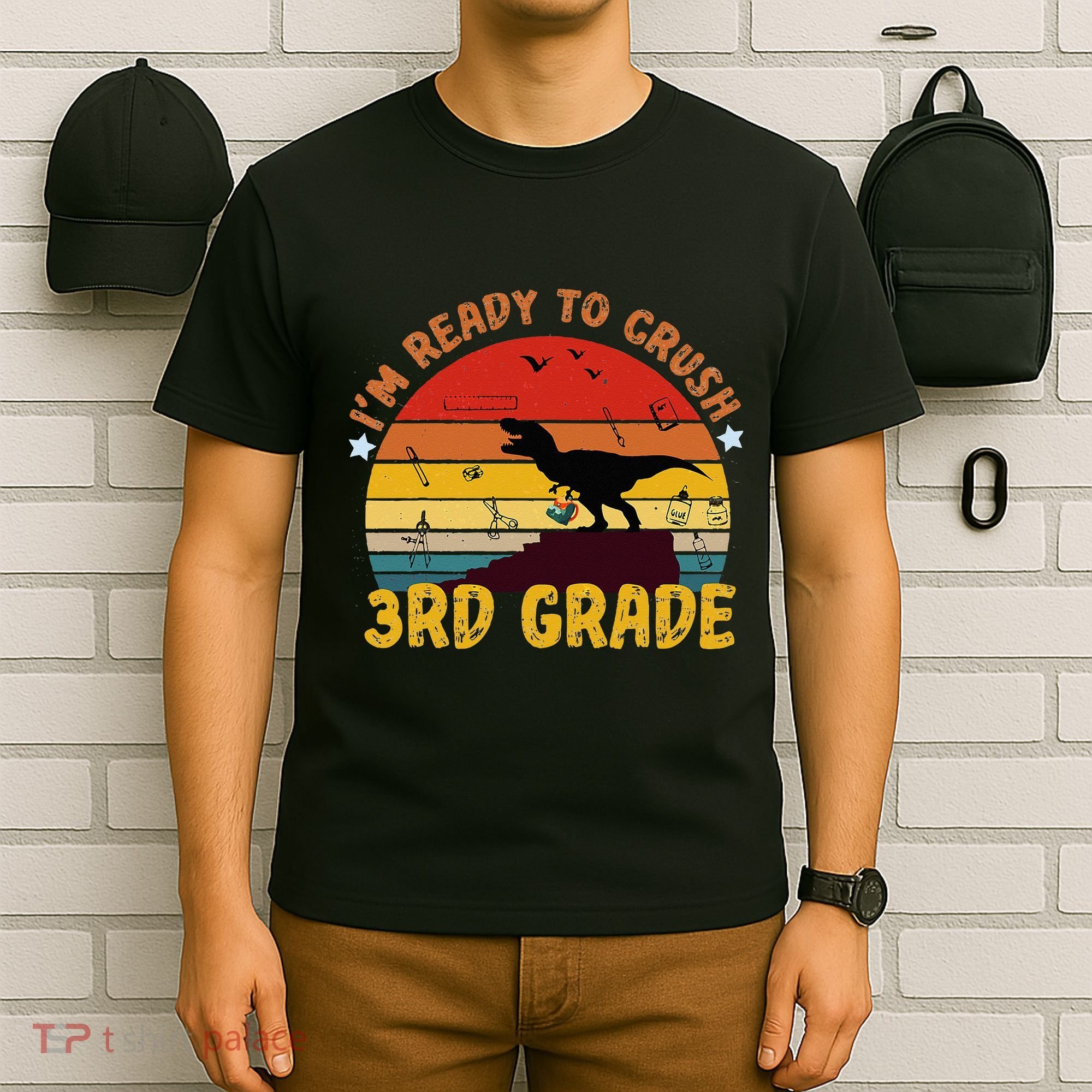 Vintage I'm Ready To Crush 3rd Grade Dinosaur Back To School T-Shirt