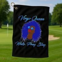 Virgo Queen Wake Pray Slay Golf Towel thumb 1