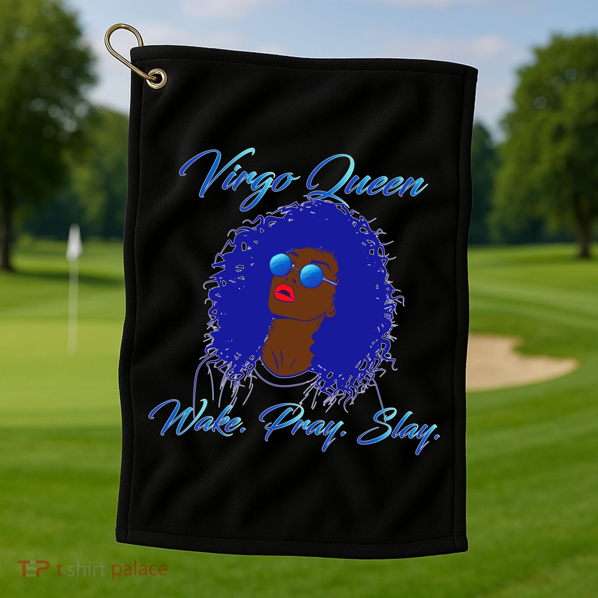 Virgo Queen Wake Pray Slay Golf Towel