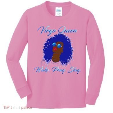 Virgo Queen Wake Pray Slay Kids Long Sleeve Shirt