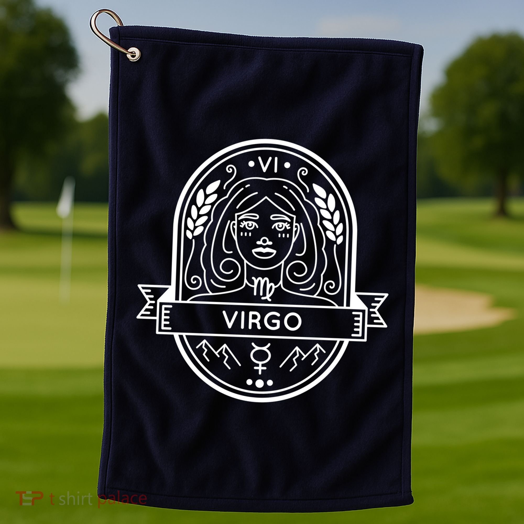 Virgo Zodiac Symbol Design Golf Towel