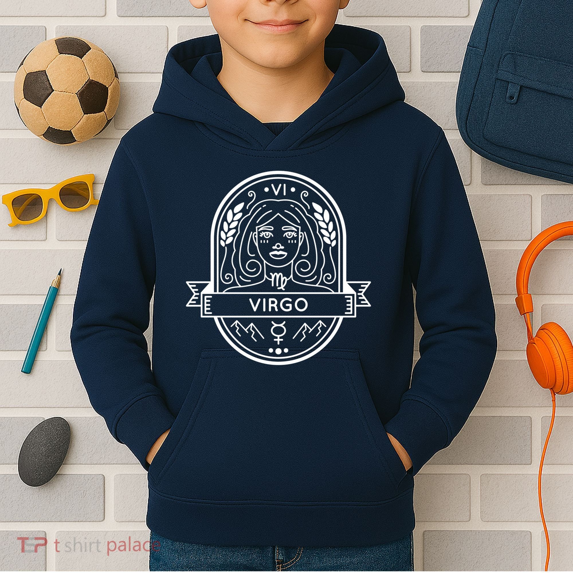 Virgo Zodiac Symbol Design Kids Hoodie