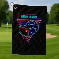 Virtual Reality Neon Golf Towel thumb 1