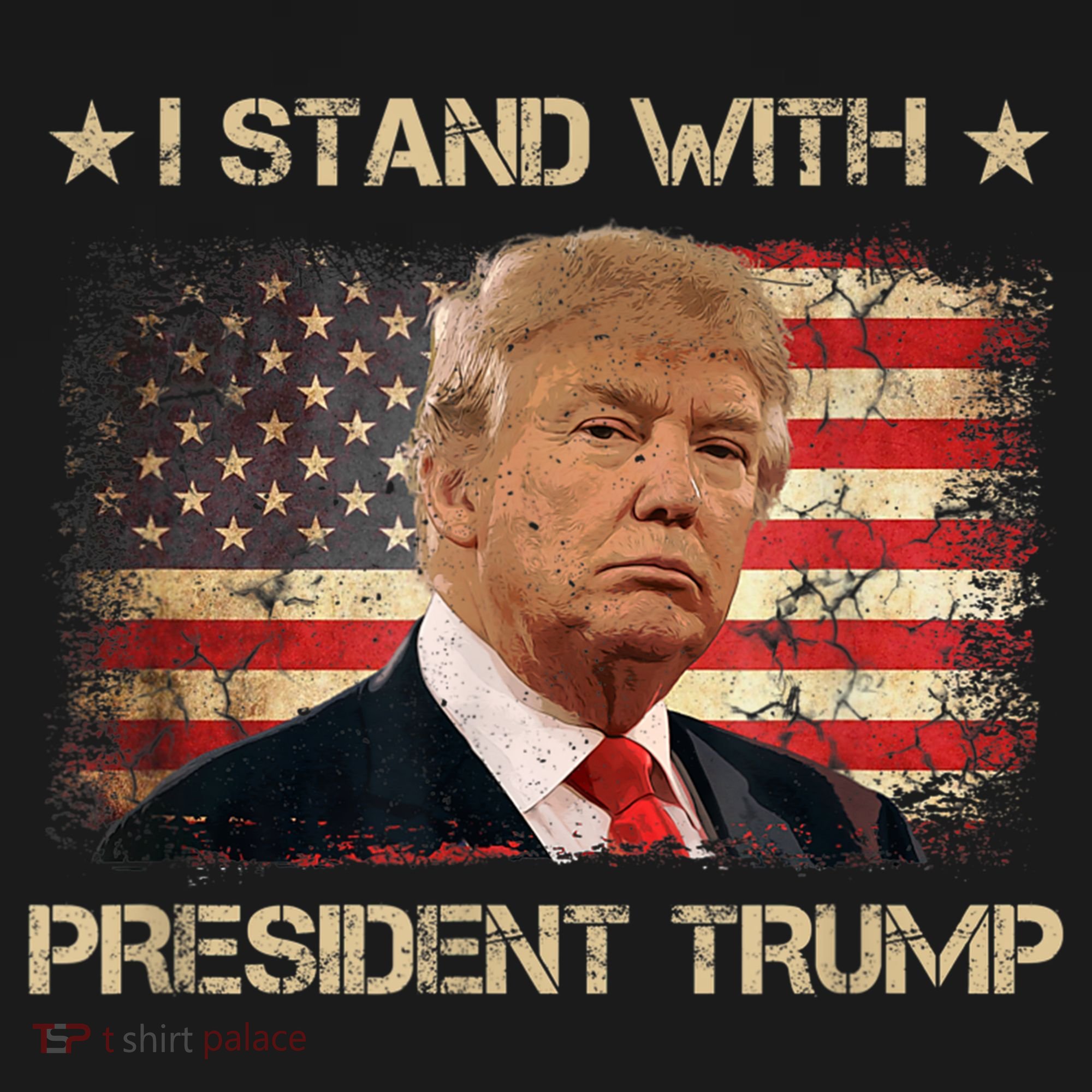 Vintage I Stand President Trump USA Flag Trump Supporters Bucket Hat