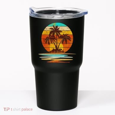 Vintage Island Sunset Emblem Tumbler