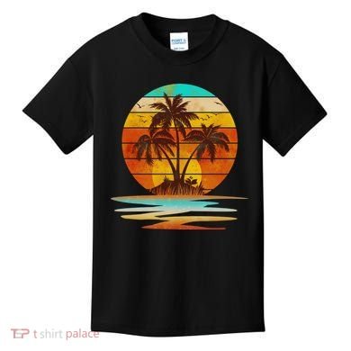 Vintage Island Sunset Emblem Kids T-Shirt