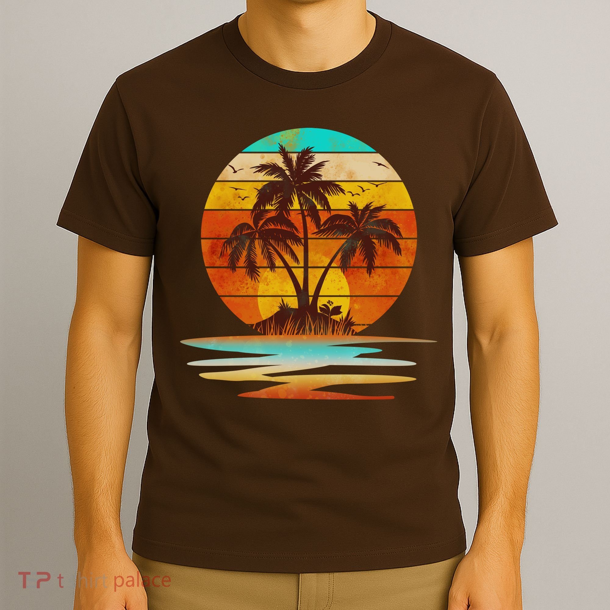 Vintage Island Sunset Emblem T-Shirt