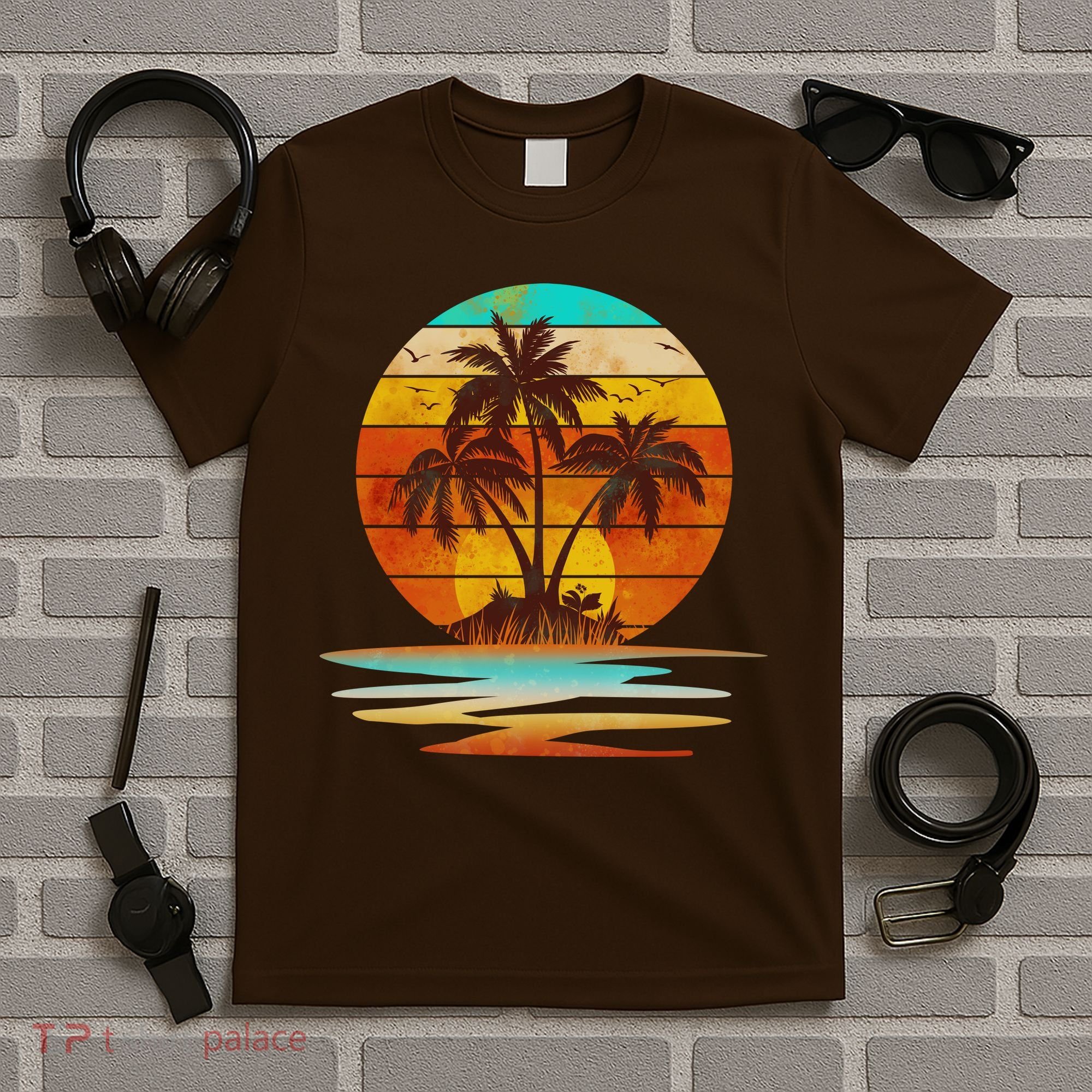 Vintage Island Sunset Emblem T-Shirt