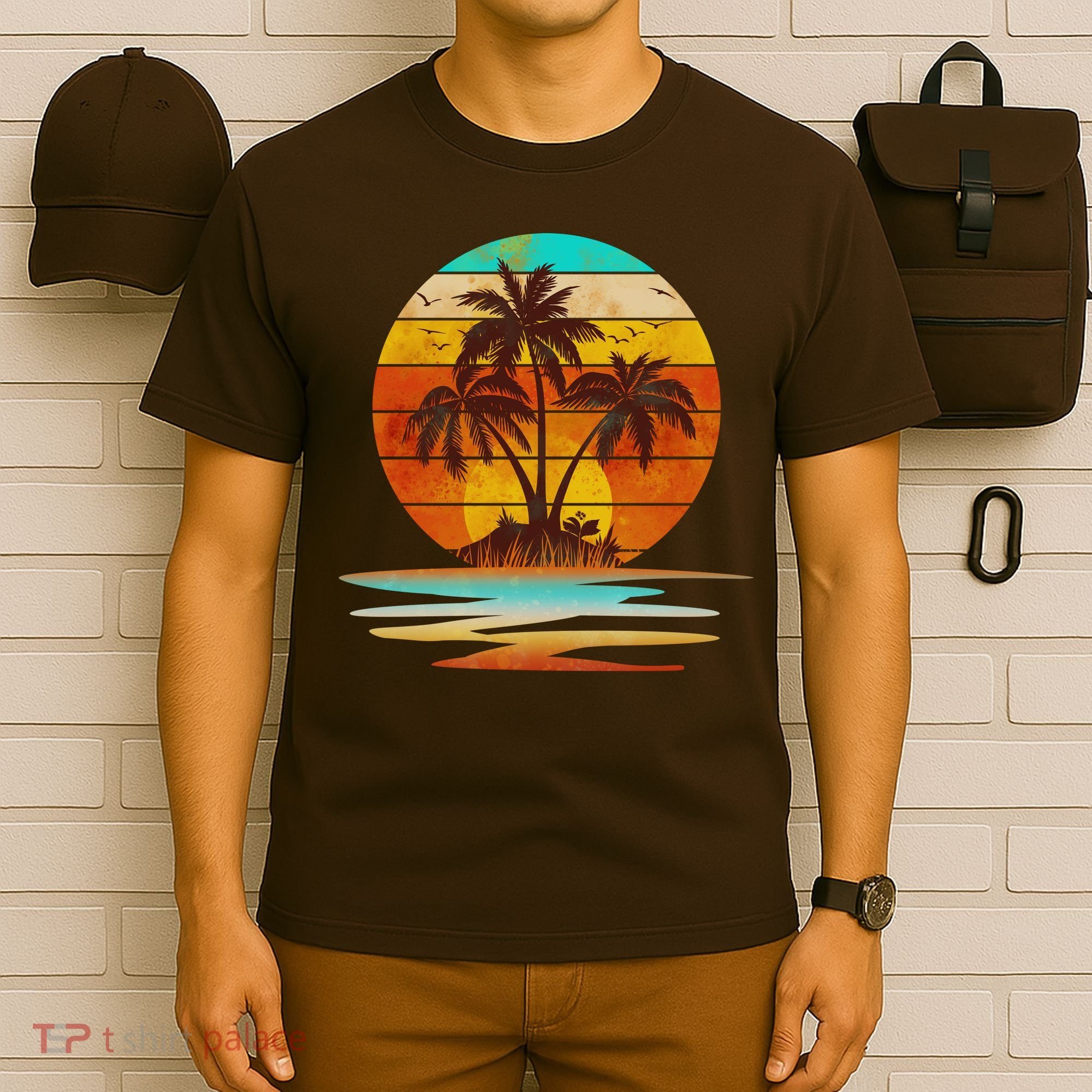Vintage Island Sunset Emblem T-Shirt