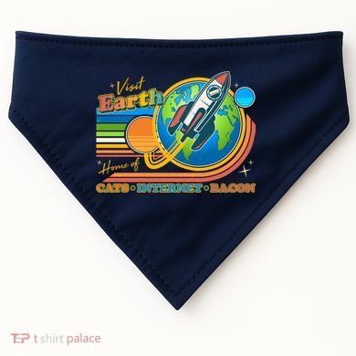 Visit Earth Home Of Cats Internet Bacon USA-Made Doggie Bandana