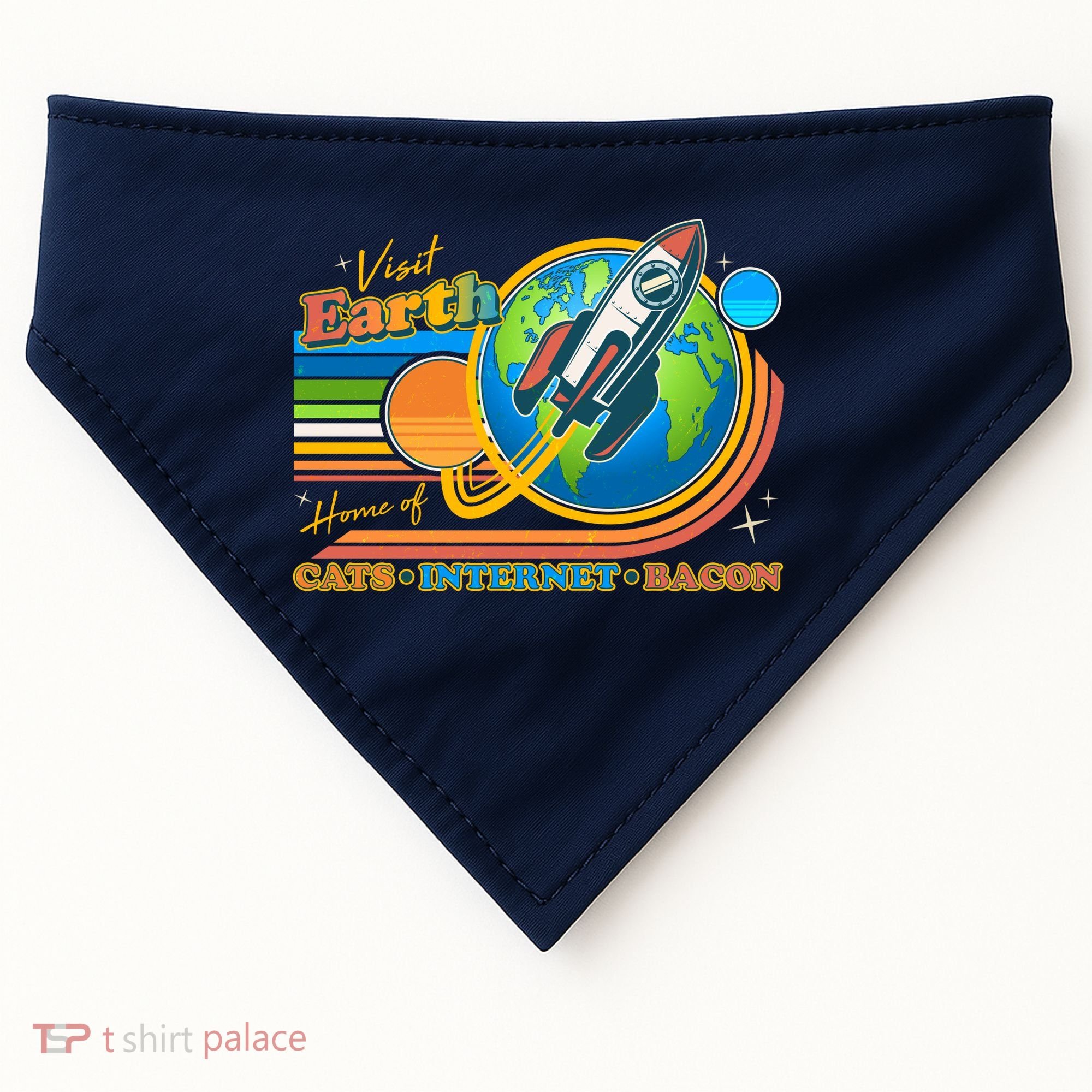 Visit Earth Home Of Cats Internet Bacon USA-Made Doggie Bandana
