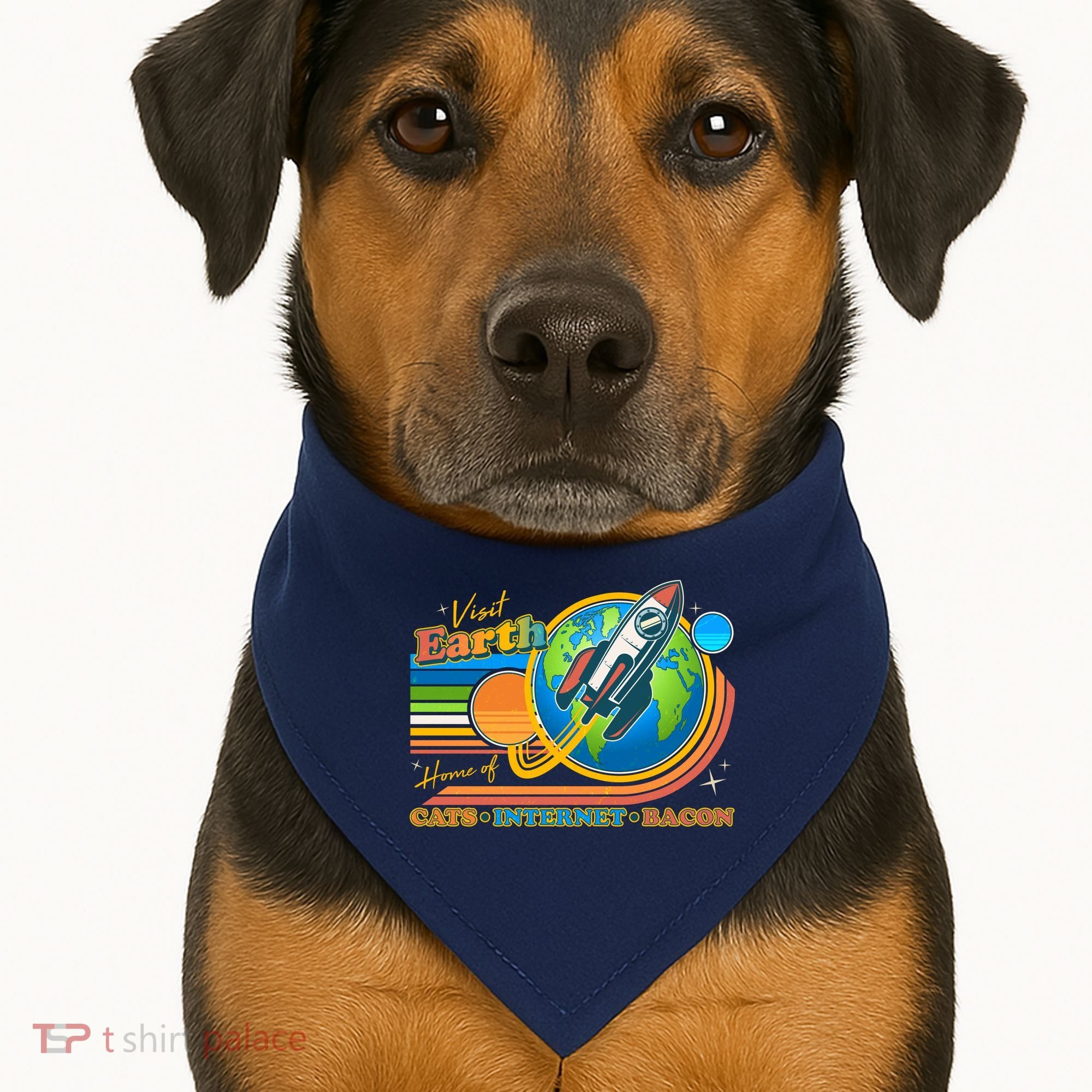 Visit Earth Home Of Cats Internet Bacon USA-Made Doggie Bandana
