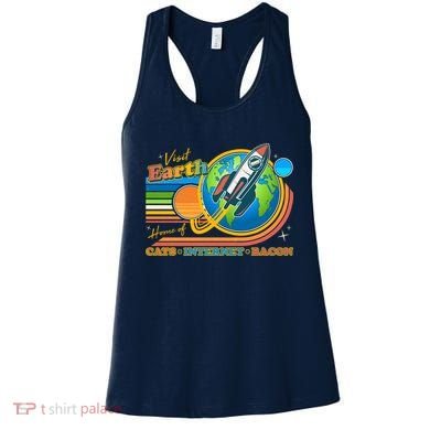 Visit Earth Home Of Cats Internet Bacon Women's Tank Top
