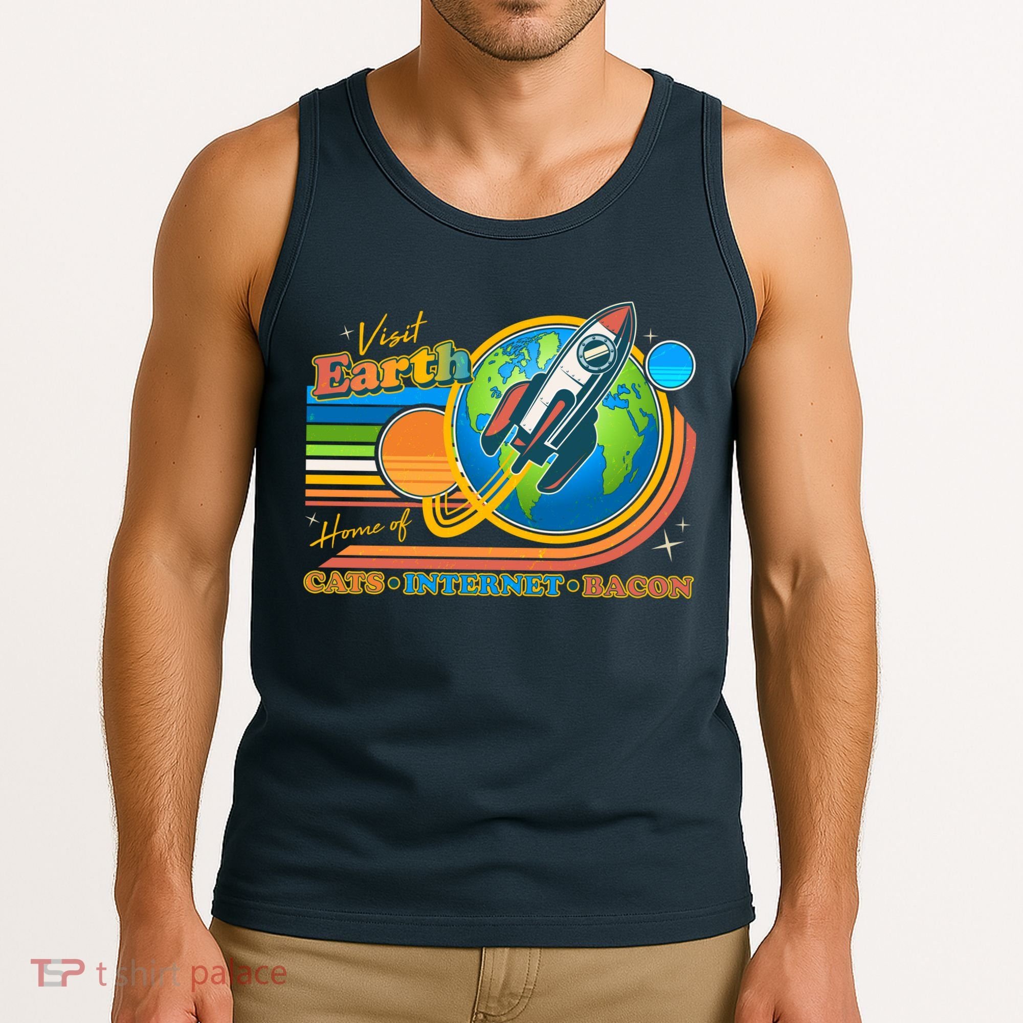 Visit Earth Home Of Cats Internet Bacon Tank Top
