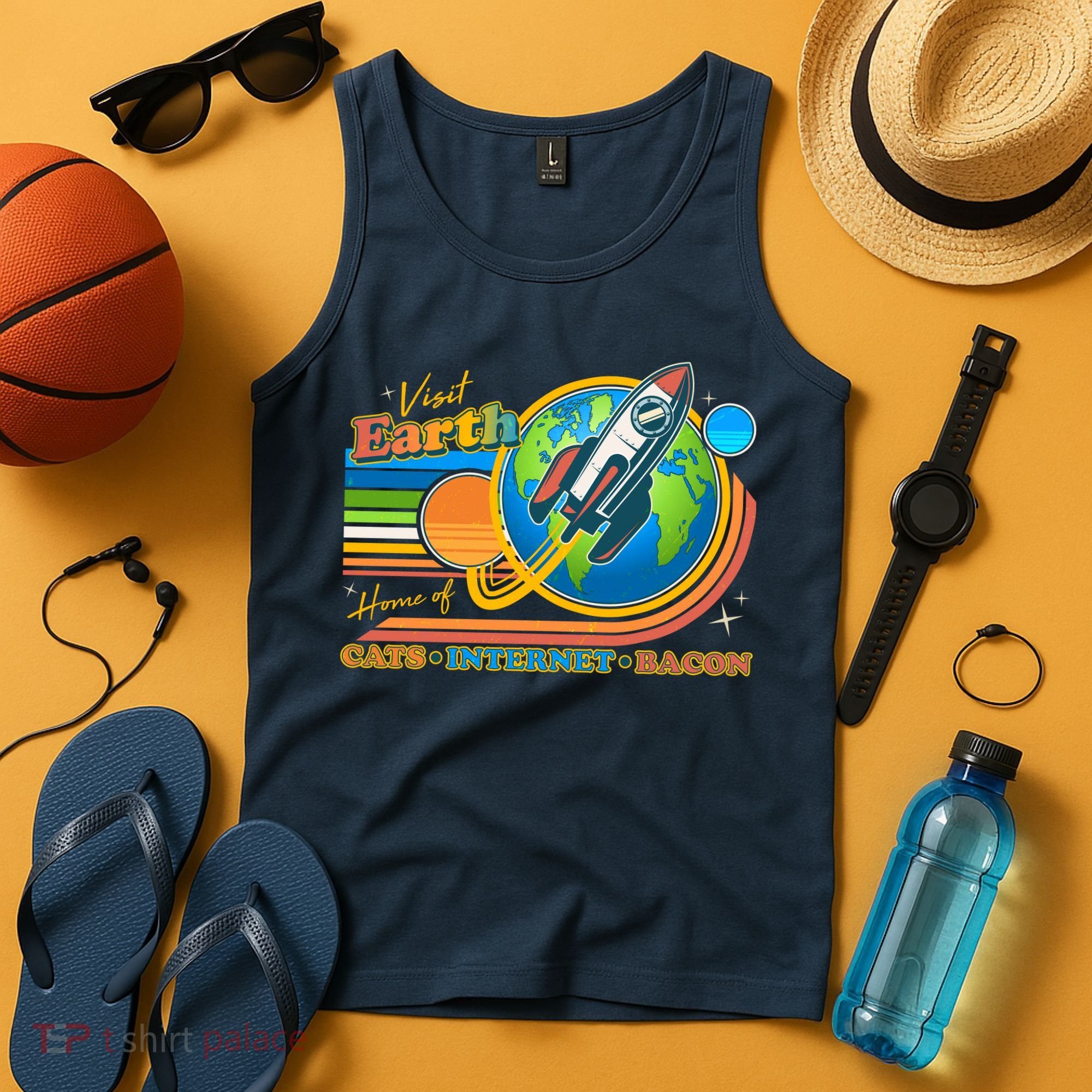 Visit Earth Home Of Cats Internet Bacon Tank Top