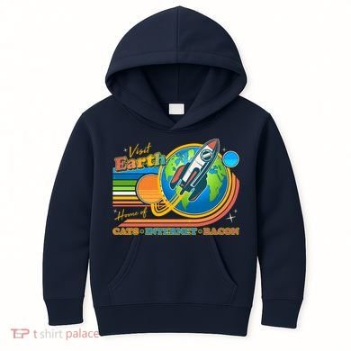 Visit Earth Home Of Cats Internet Bacon Kids Hoodie