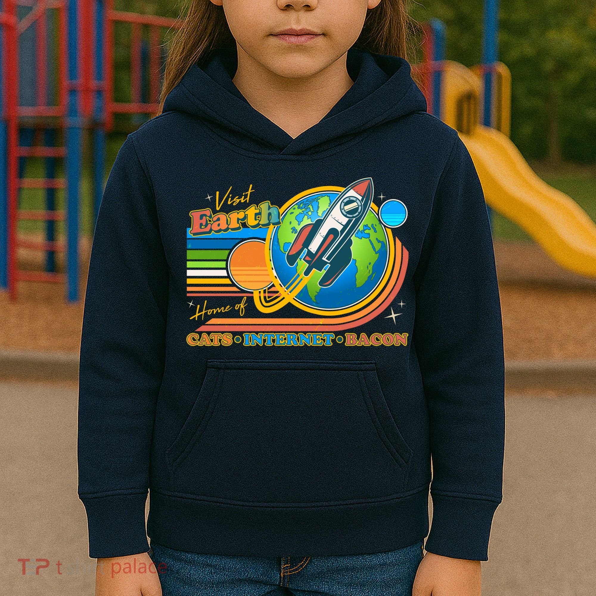 Visit Earth Home Of Cats Internet Bacon Kids Hoodie