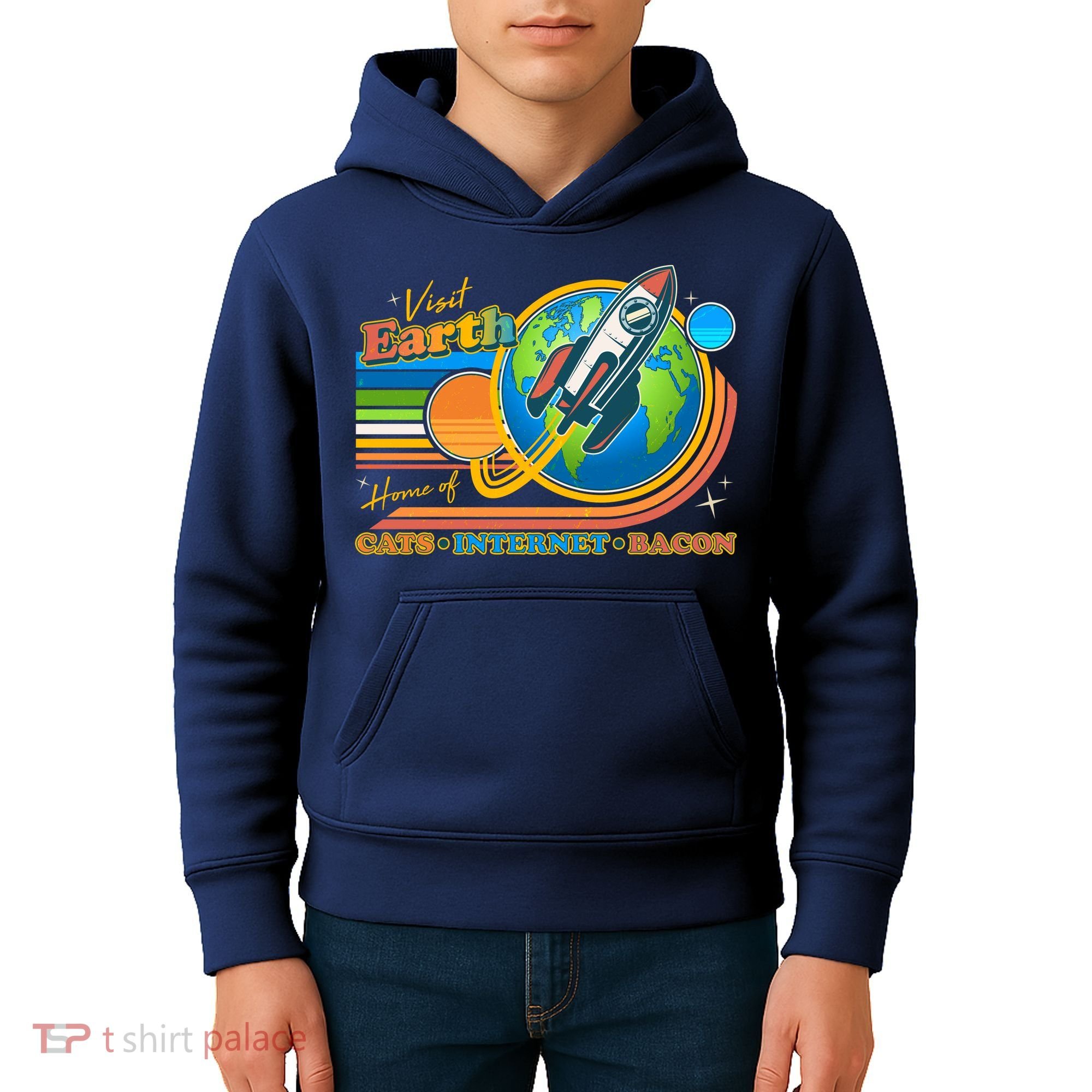 Visit Earth Home Of Cats Internet Bacon Kids Hoodie