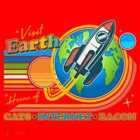 Visit Earth Home Of Cats Internet Bacon Santa Hat thumb 1