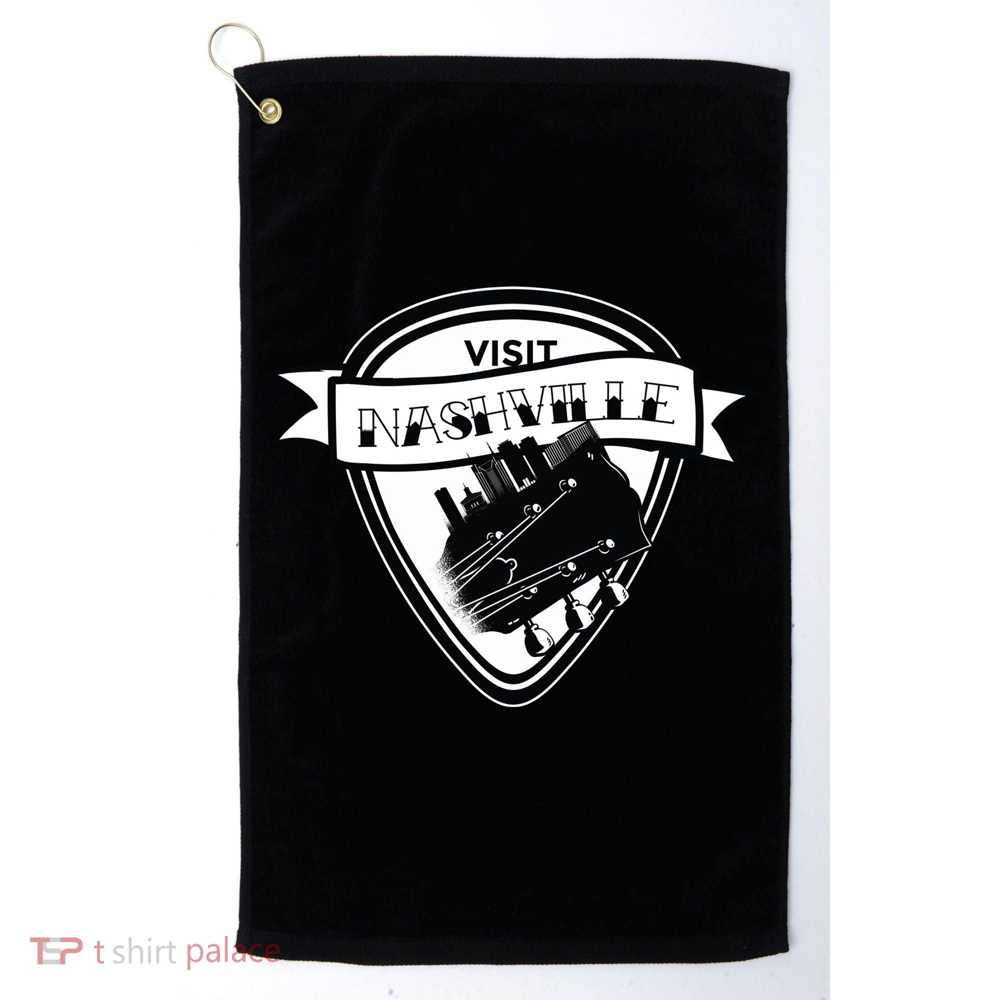 Visit Nashville Guitar Golf Towel