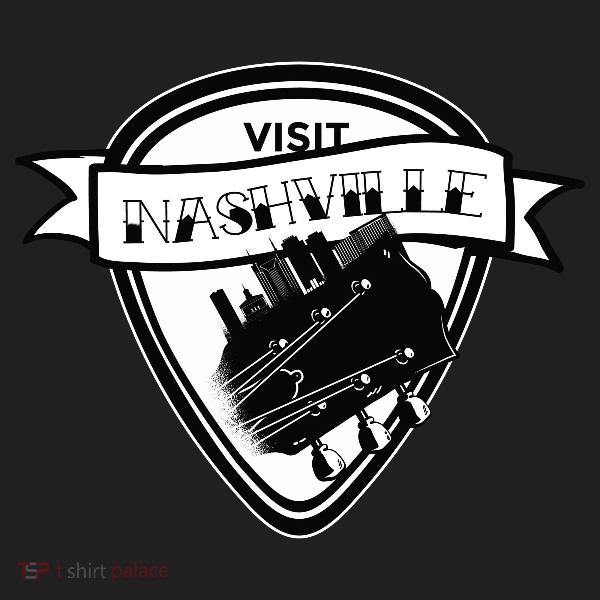 Visit Nashville Guitar Golf Towel