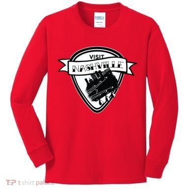 Visit Nashville Guitar Kids Long Sleeve Shirt