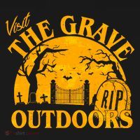 Visit The Grave Outdoors Funny Halloween Backpack thumb 2
