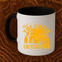 Visit The Grave Outdoors Funny Halloween Coffee Mug thumb 2