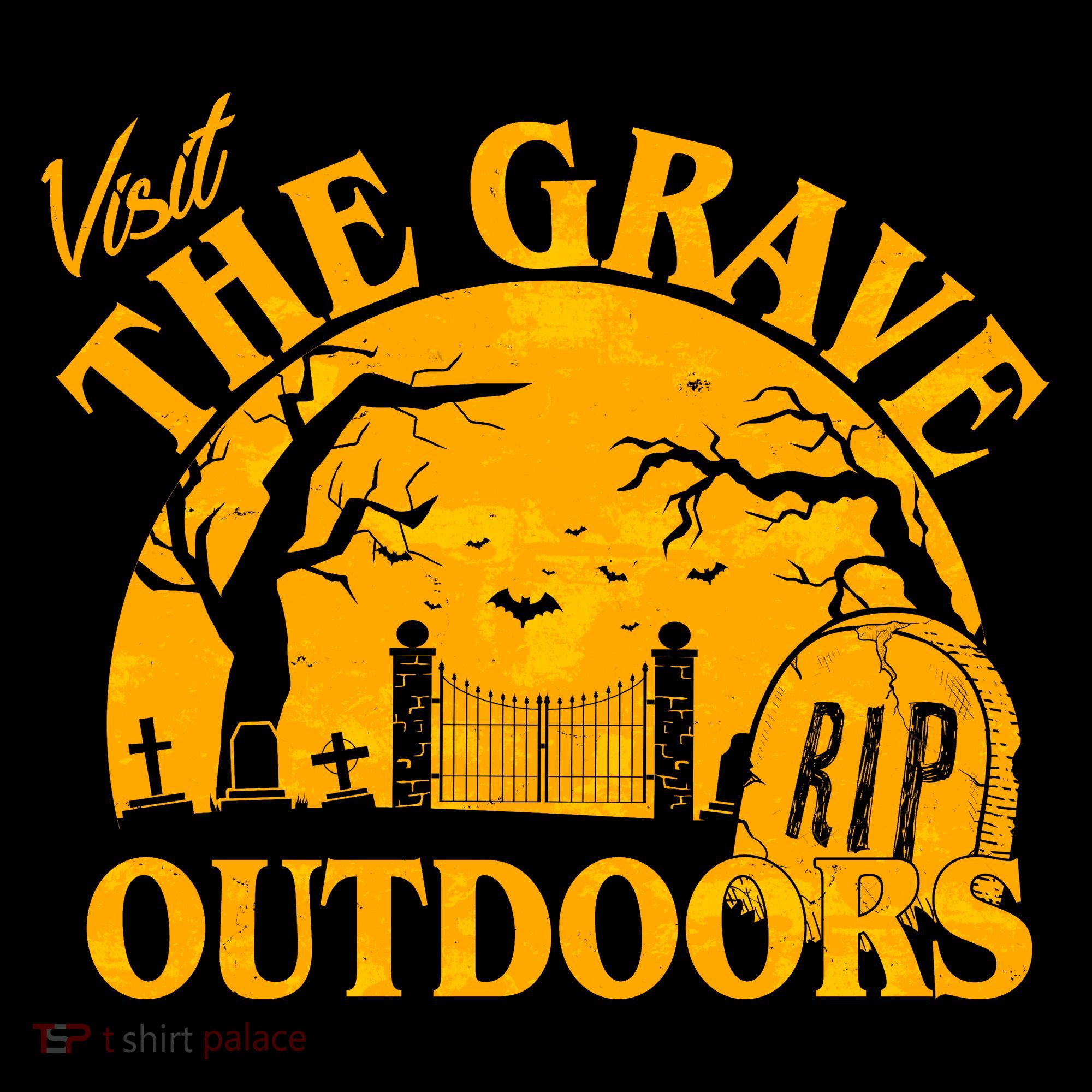 Visit The Grave Outdoors Funny Halloween Coffee Mug