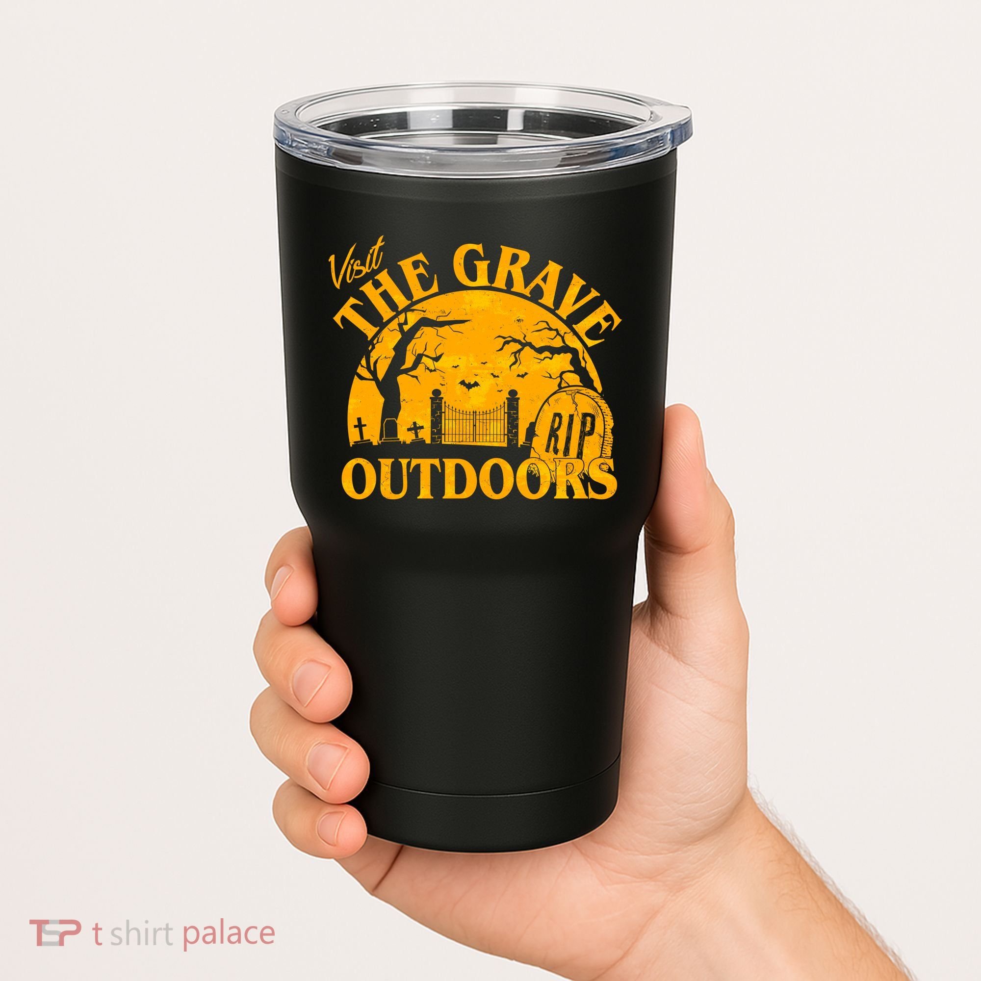 Visit The Grave Outdoors Funny Halloween Tumbler