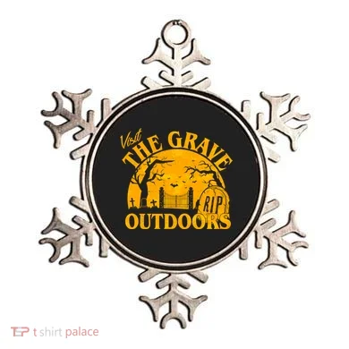 Visit The Grave Outdoors Funny Halloween Ornament