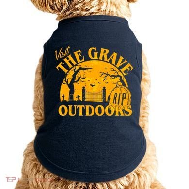 Visit The Grave Outdoors Funny Halloween Doggie Tank