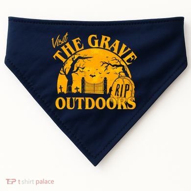 Visit The Grave Outdoors Funny Halloween USA-Made Doggie Bandana