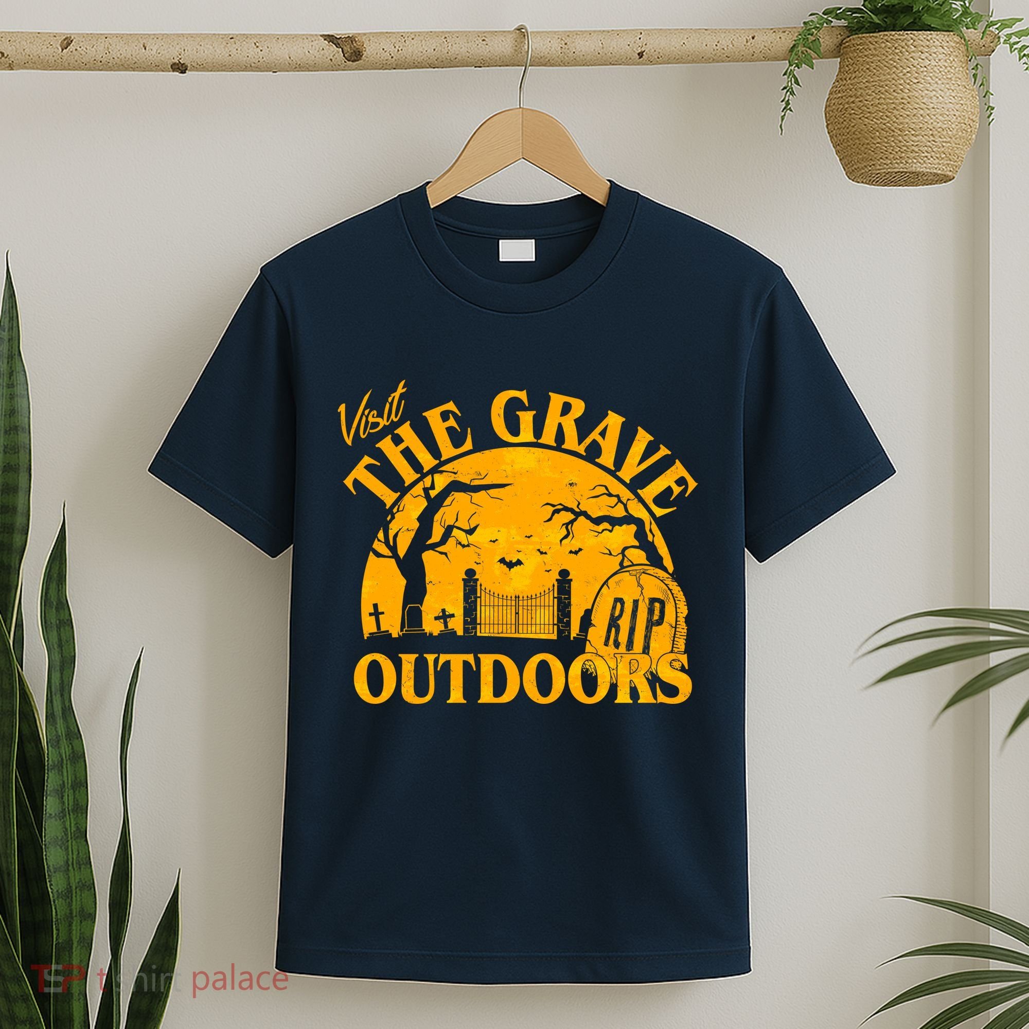 Visit The Grave Outdoors Funny Halloween T-Shirt
