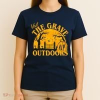Visit The Grave Outdoors Funny Halloween T-Shirt thumb 4
