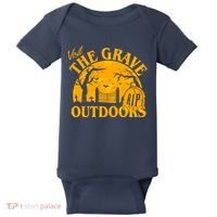 Visit The Grave Outdoors Funny Halloween Baby Bodysuit thumb 0