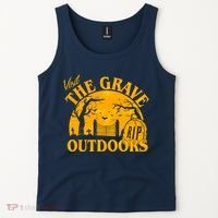 Visit The Grave Outdoors Funny Halloween Tank Top thumb 2