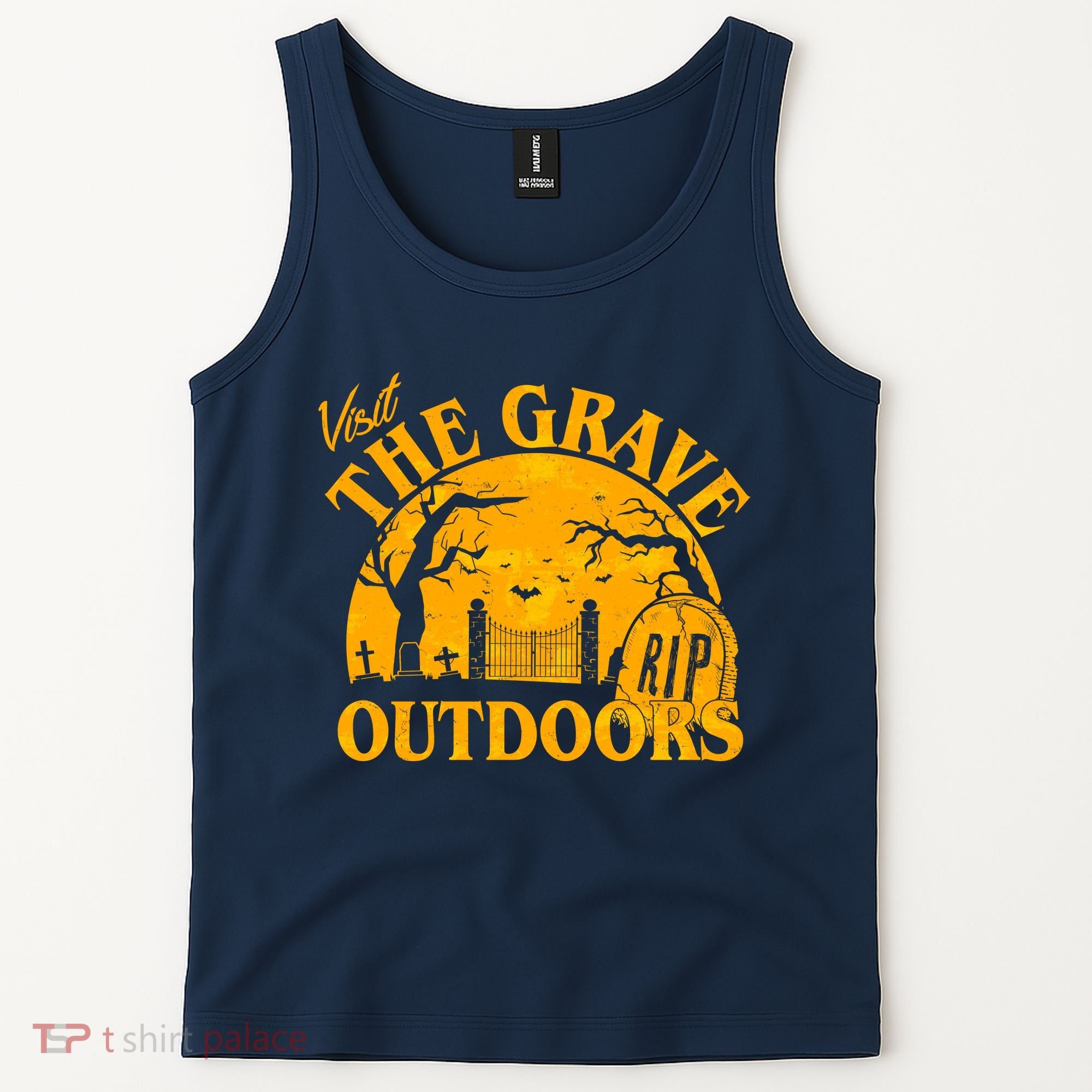 Visit The Grave Outdoors Funny Halloween Tank Top
