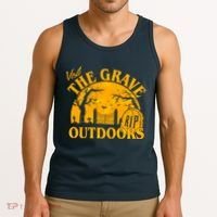 Visit The Grave Outdoors Funny Halloween Tank Top thumb 3