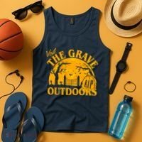 Visit The Grave Outdoors Funny Halloween Tank Top thumb 4