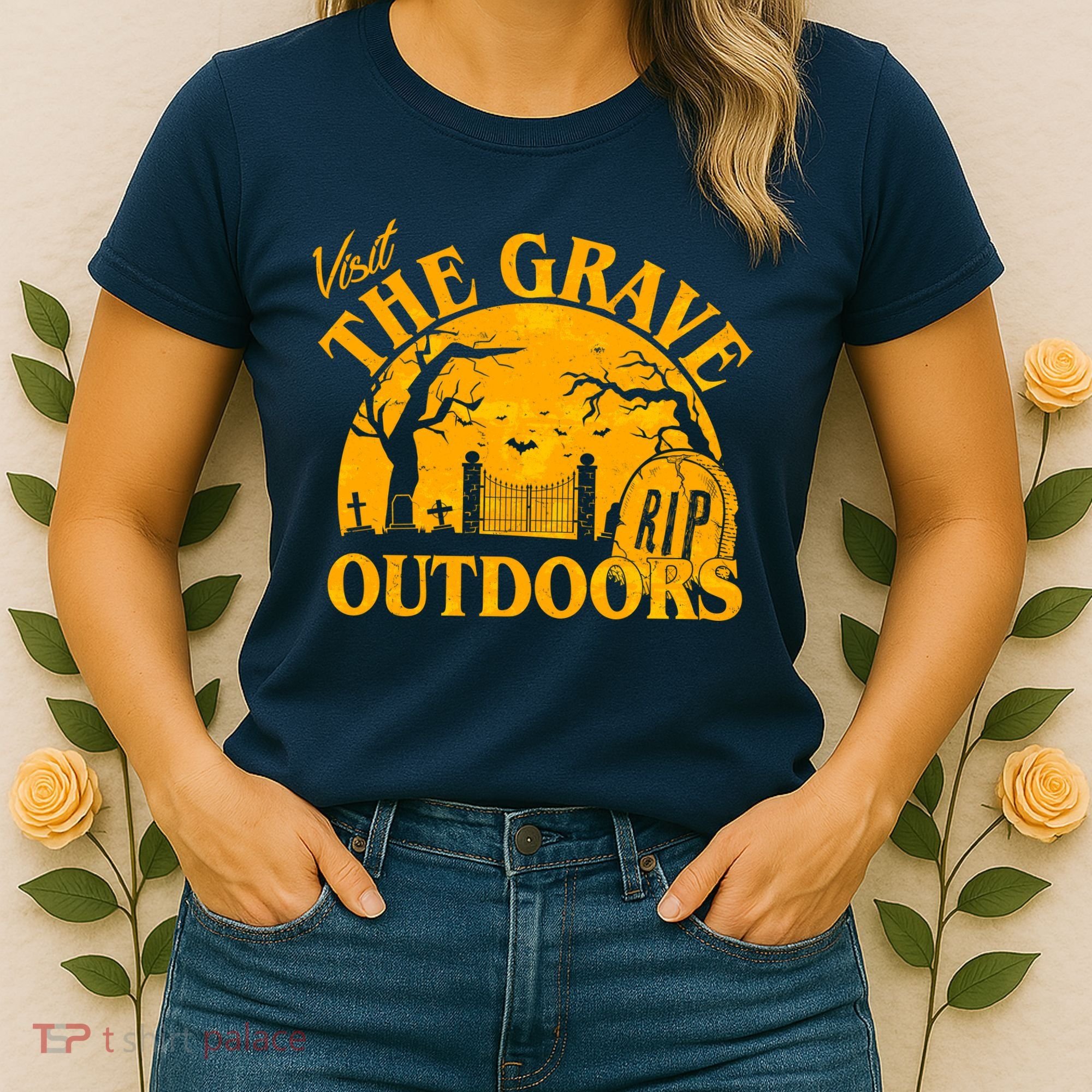 Visit The Grave Outdoors Funny Halloween Women's T-Shirt