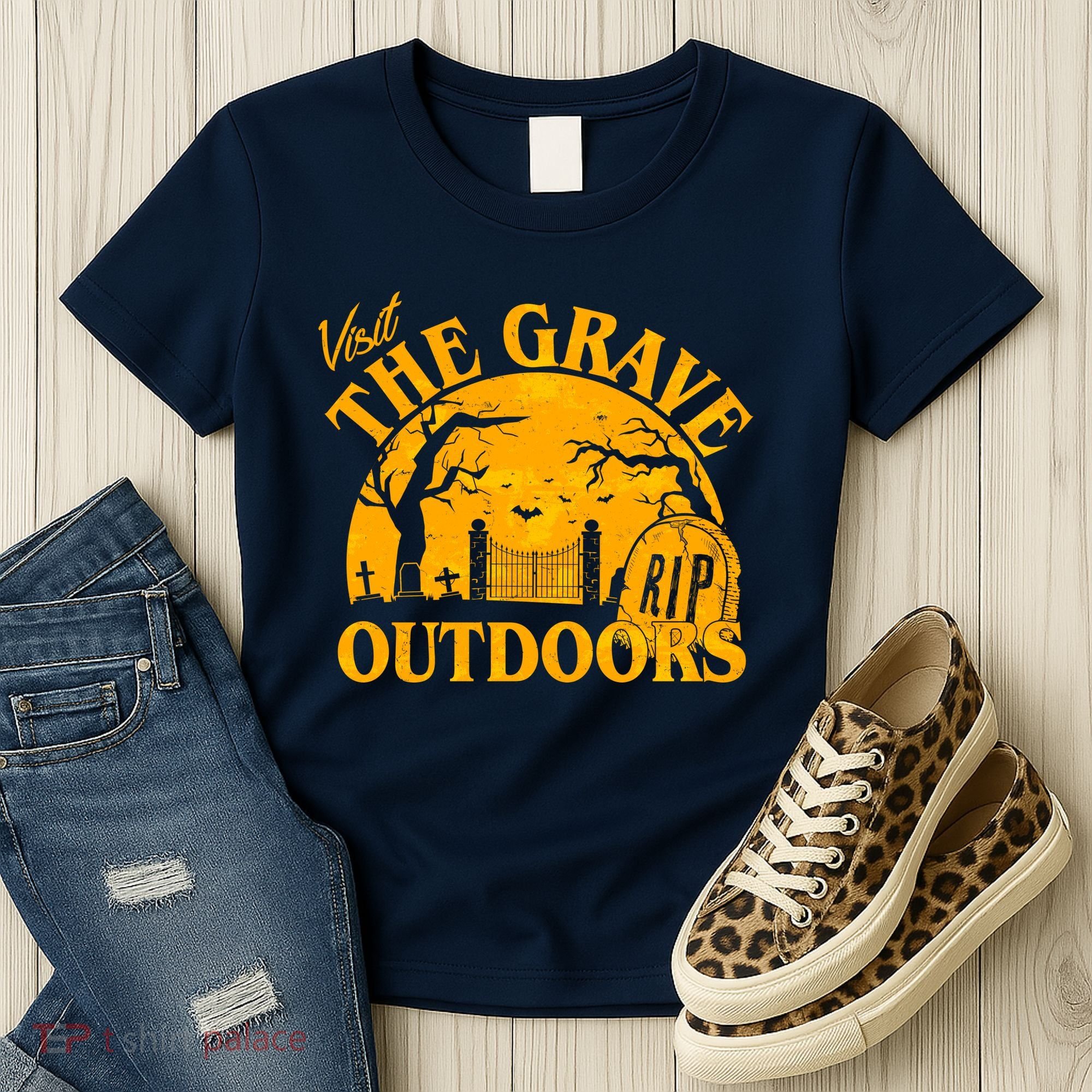 Visit The Grave Outdoors Funny Halloween Women's T-Shirt