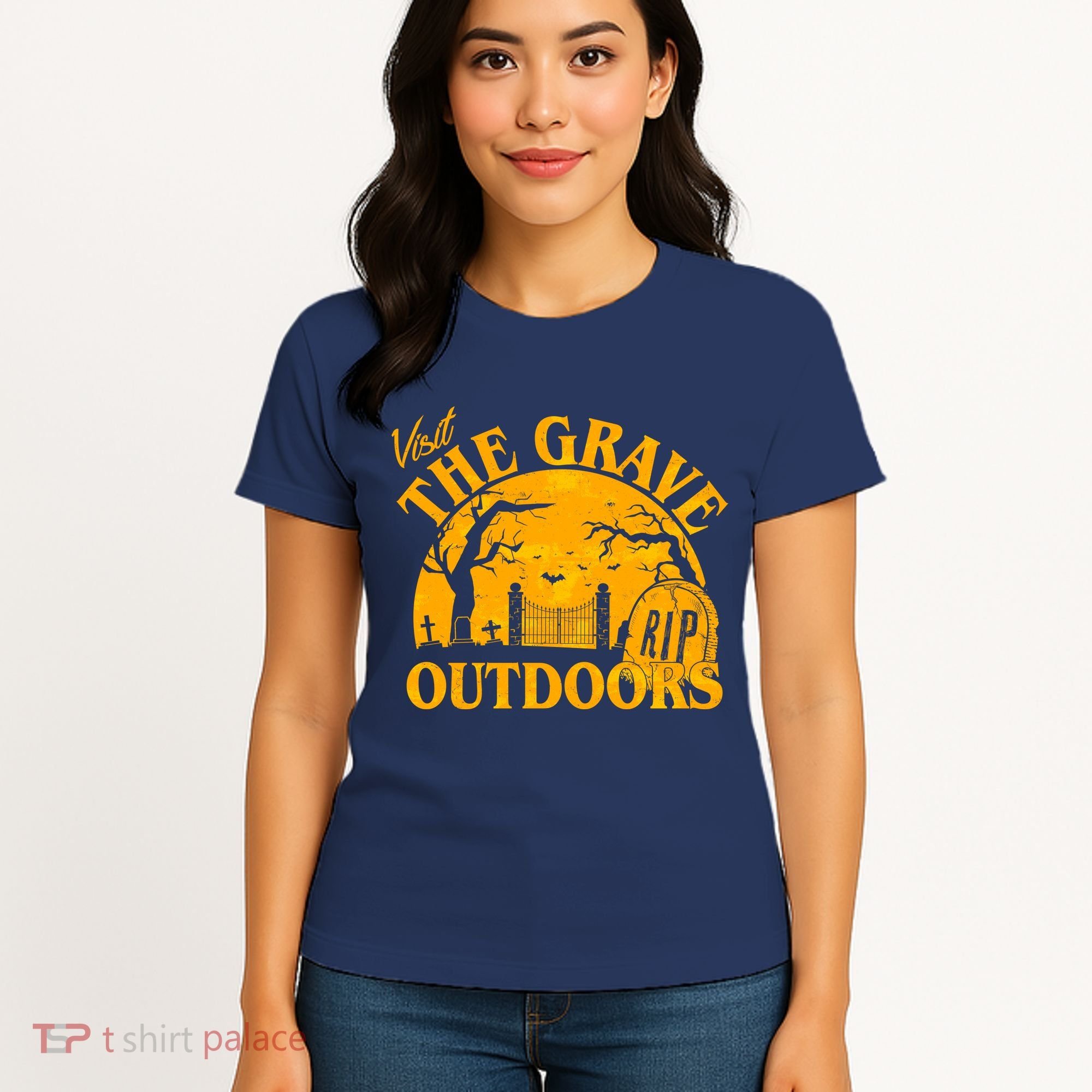 Visit The Grave Outdoors Funny Halloween Women's T-Shirt